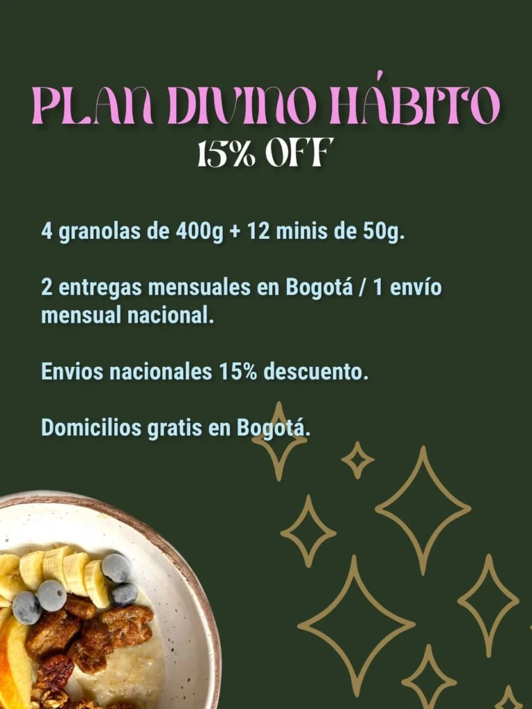 Plan Divino Hábito de Divina Club, granola artesanal mensual